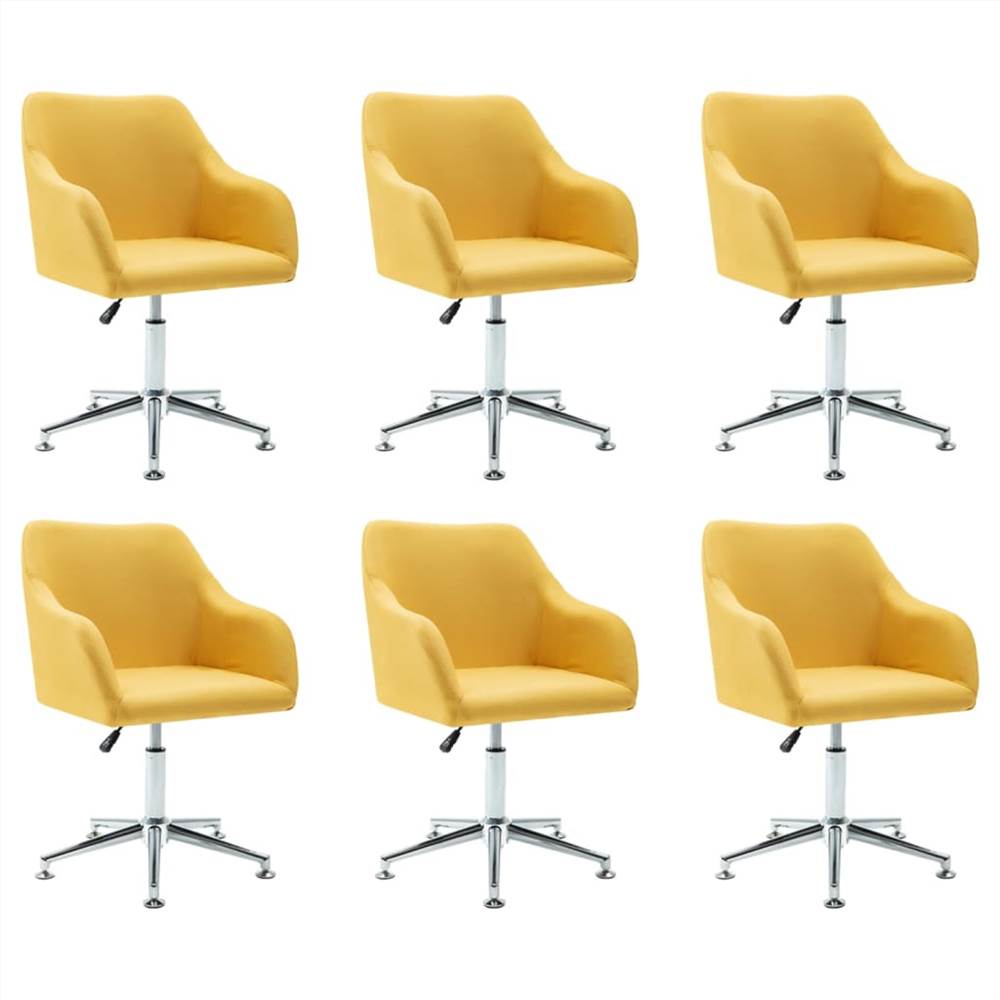 

Swivel Dining Chairs 6 pcs Yellow Fabric