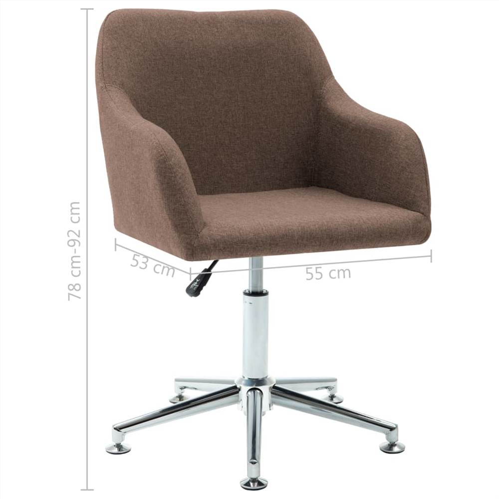 Swivel Office Chair Brown Fabric