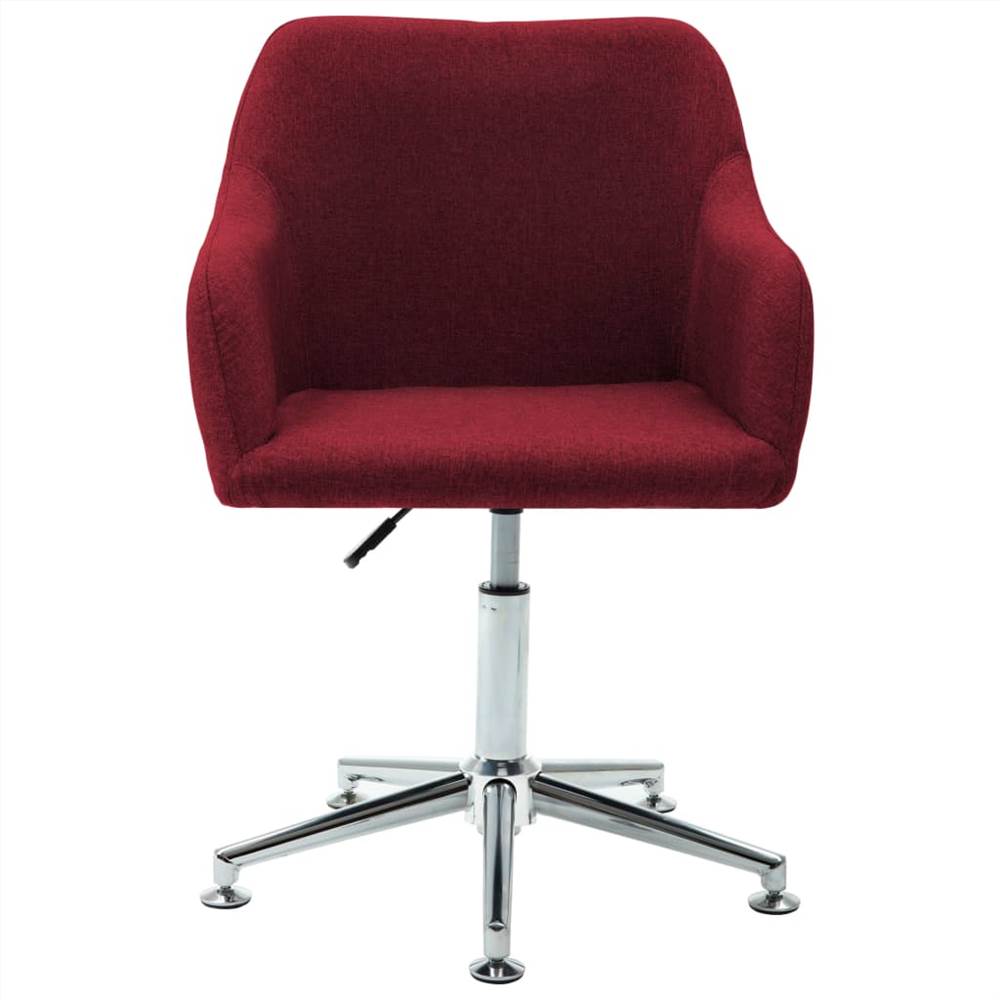 Swivel Office Chair Wine Red Fabric