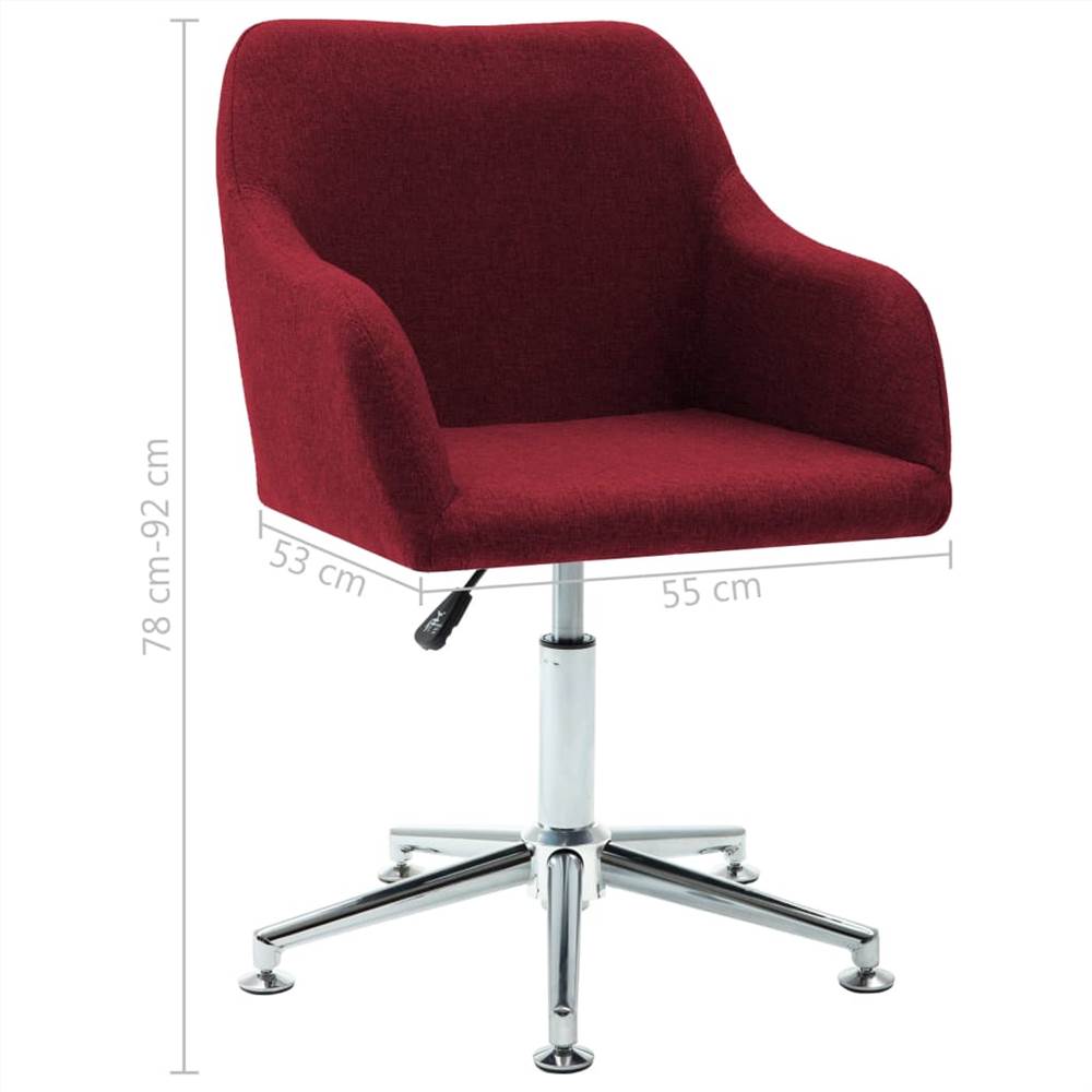 Swivel Office Chair Wine Red Fabric