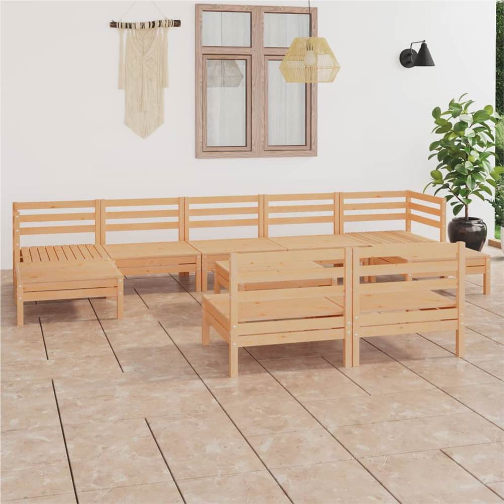 

10 Piece Garden Lounge Set Solid Pinewood