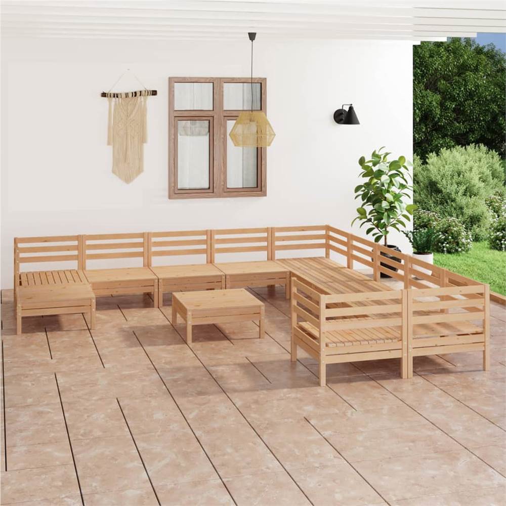 

12 Piece Garden Lounge Set Solid Pinewood