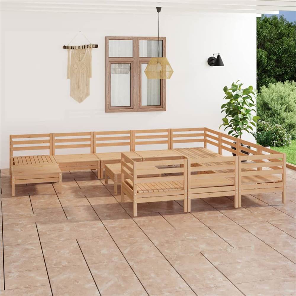 

12 Piece Garden Lounge Set Solid Pinewood