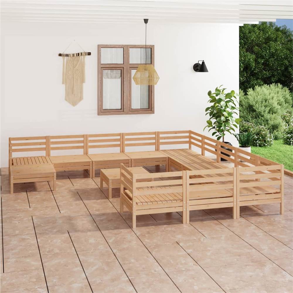 

13 Piece Garden Lounge Set Solid Pinewood