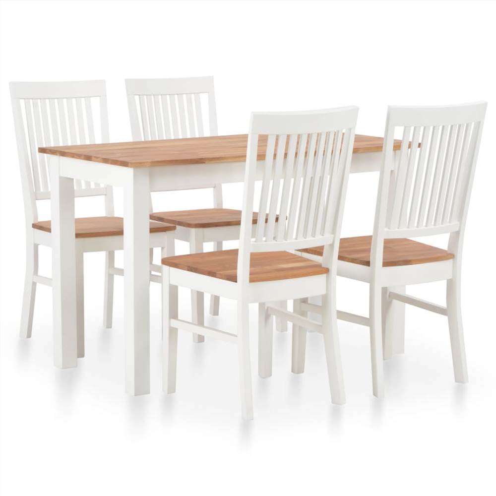 

5 Piece Dining Set Solid Oak Wood