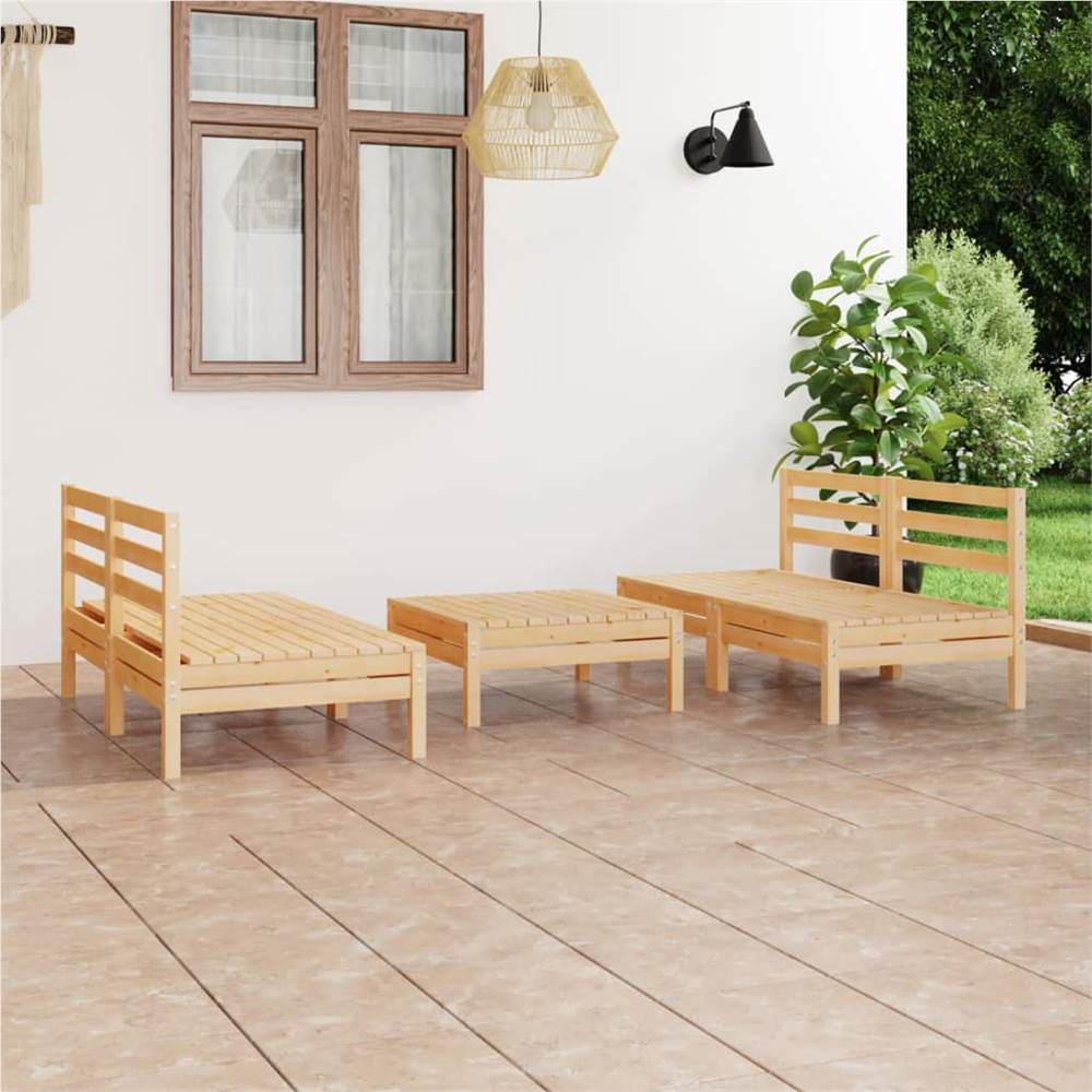 

5 Piece Garden Lounge Set Solid Pinewood