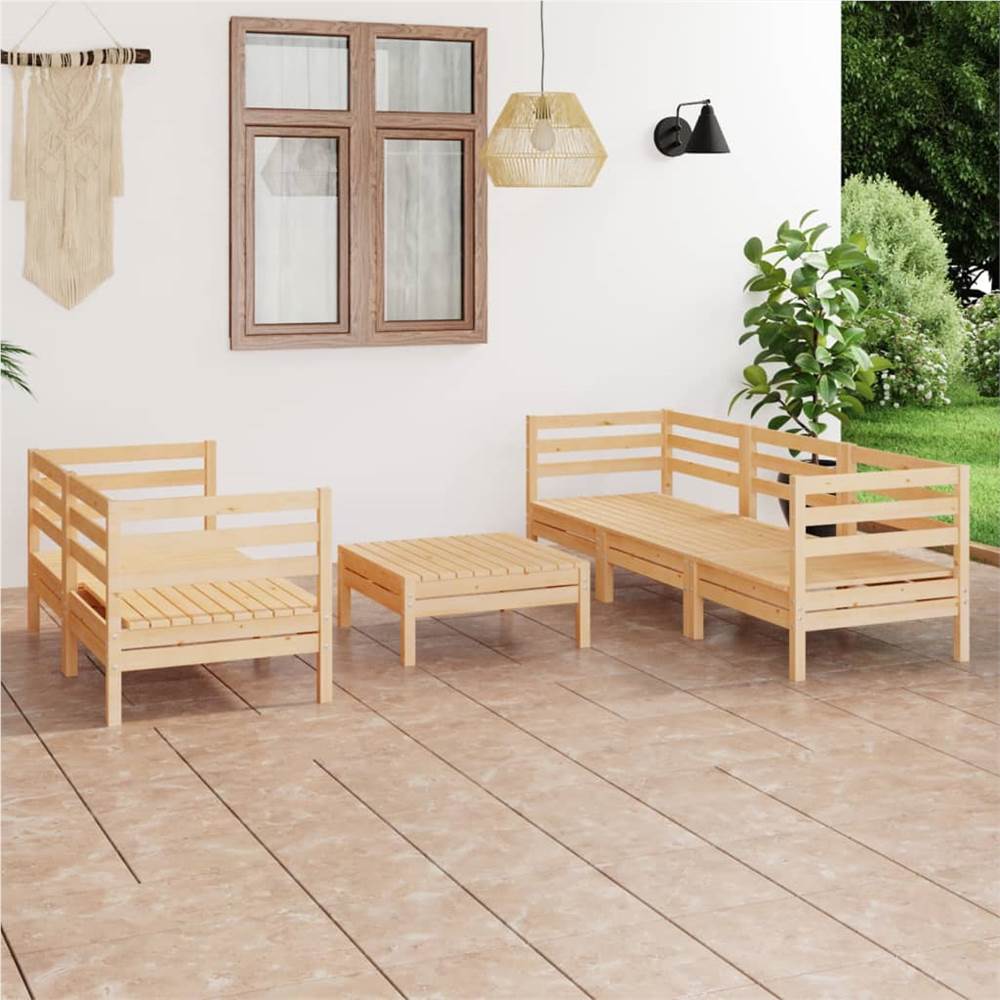 

6 Piece Garden Lounge Set Solid Pinewood