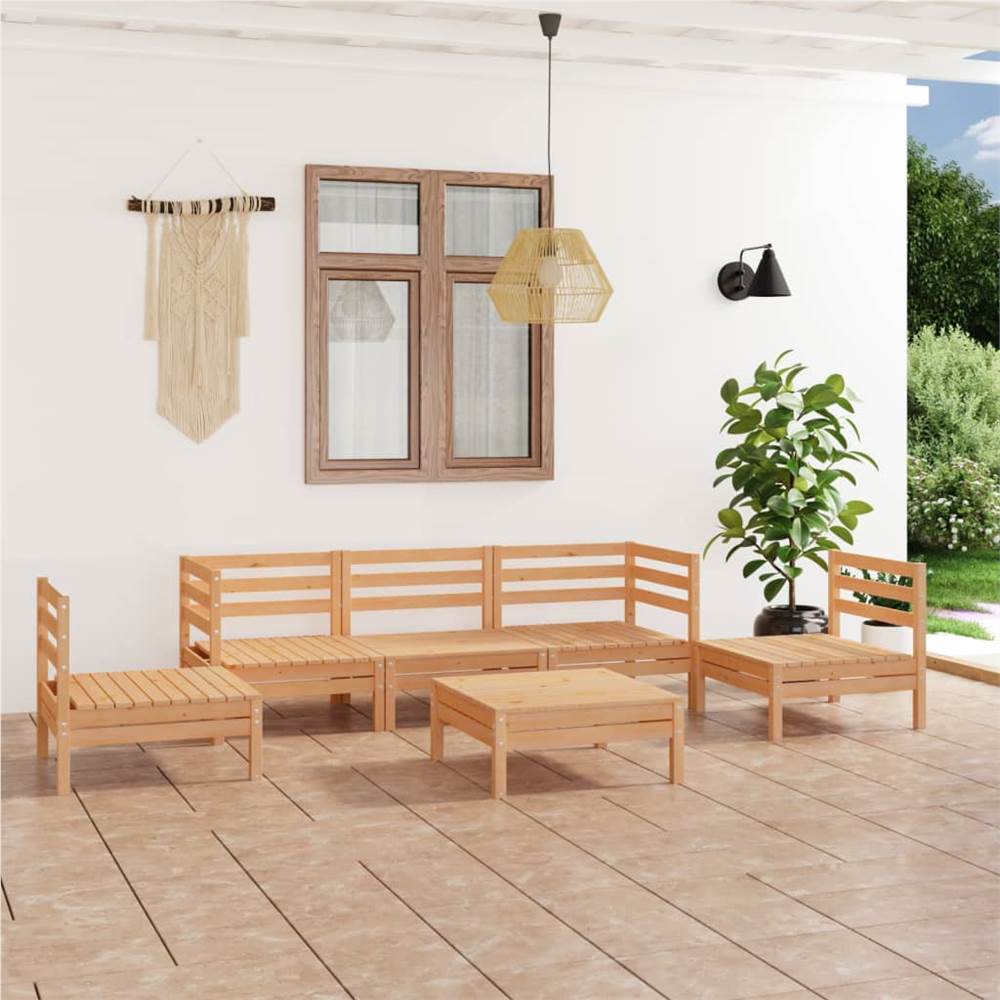 

6 Piece Garden Lounge Set Solid Pinewood