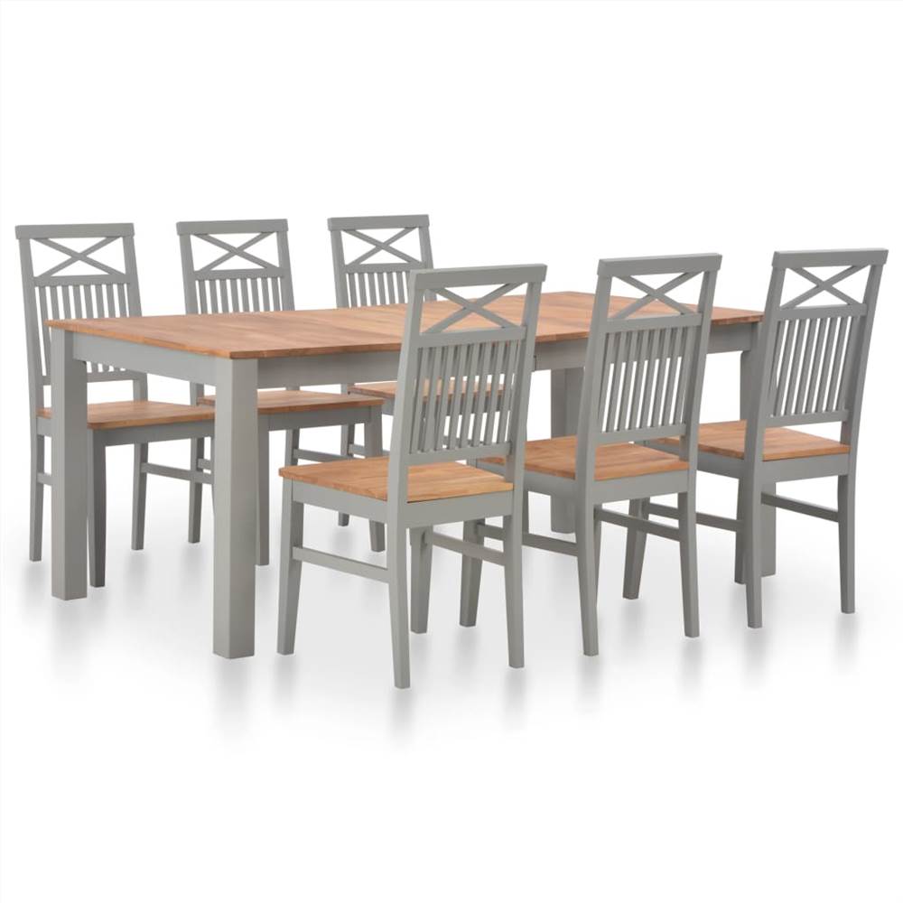 

7 Piece Dining Set Solid Oak Wood