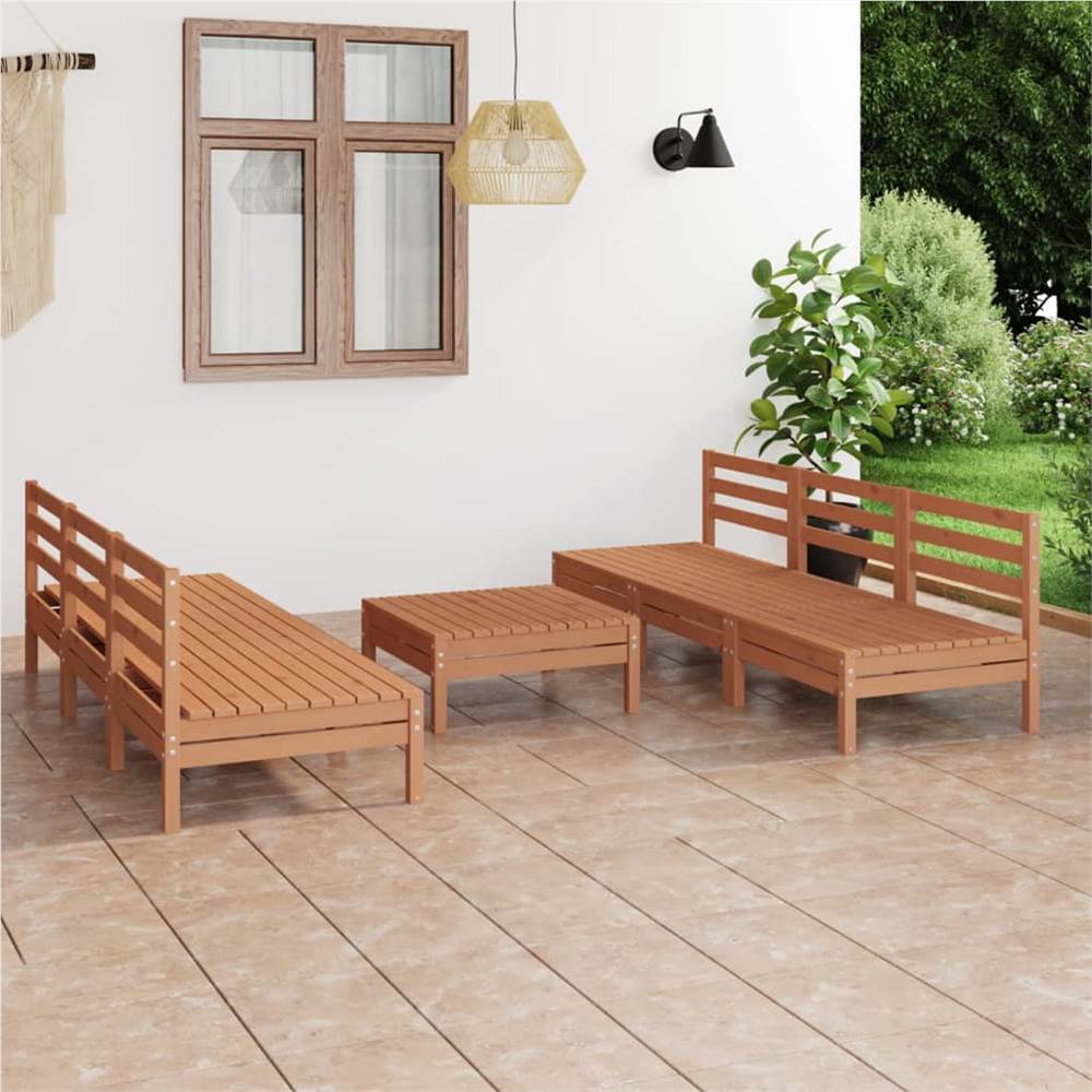 

7 Piece Garden Lounge Set Honey Brown Solid Pinewood