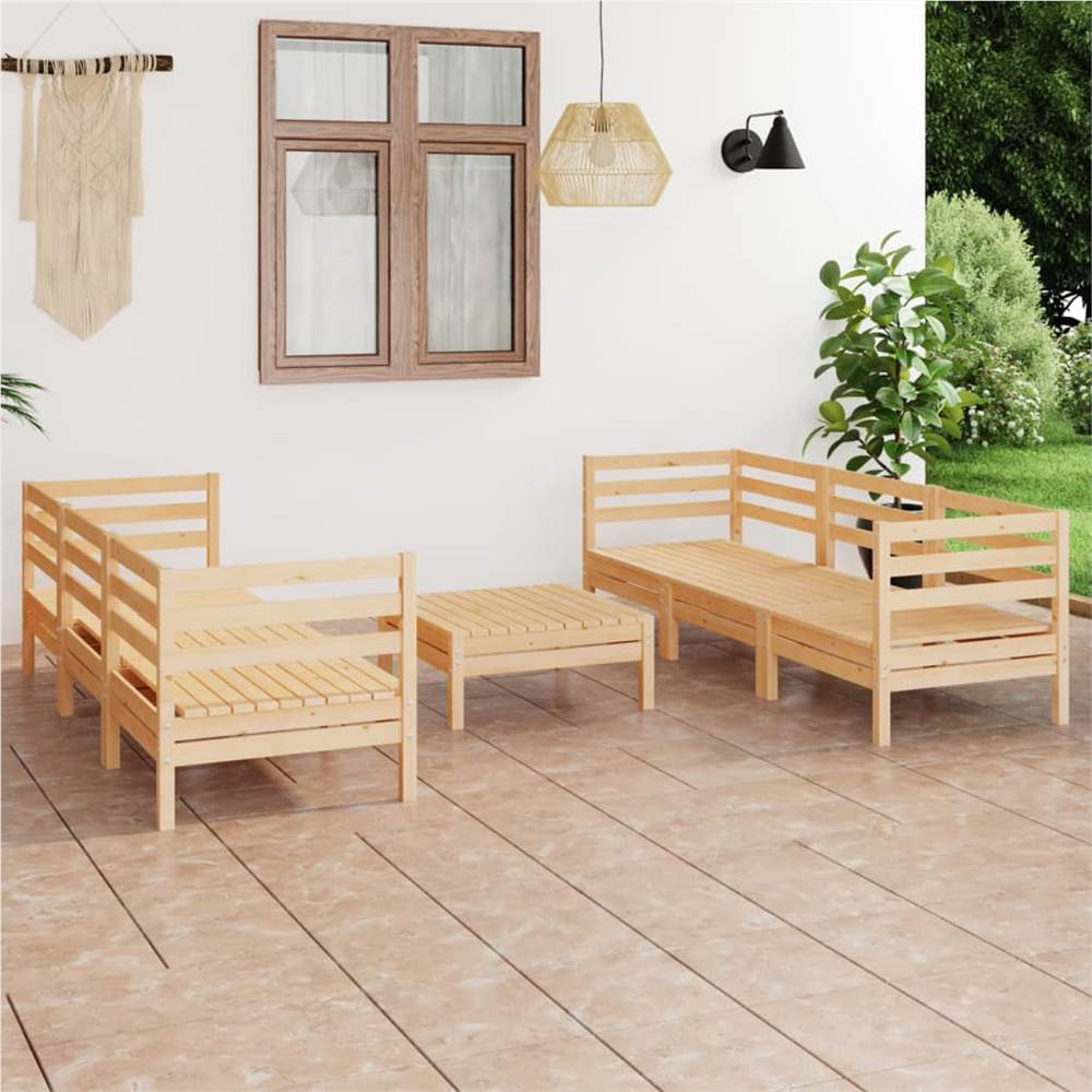 

7 Piece Garden Lounge Set Solid Pinewood