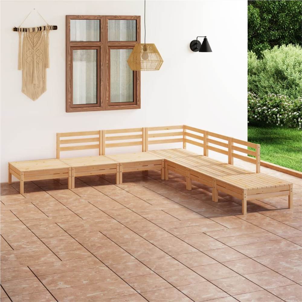 

7 Piece Garden Lounge Set Solid Pinewood