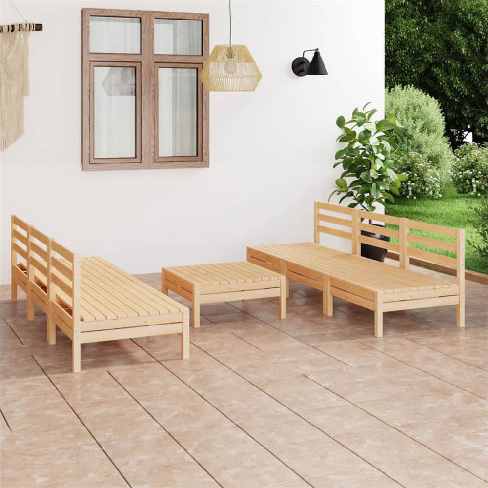 

7 Piece Garden Lounge Set Solid Pinewood