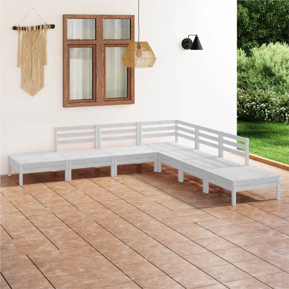 

7 Piece Garden Lounge Set Solid Pinewood White