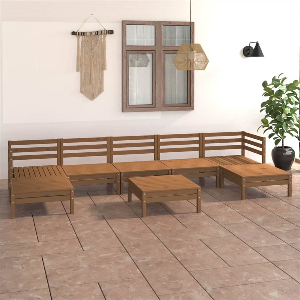 

8 Piece Garden Lounge Set Honey Brown Solid Pinewood