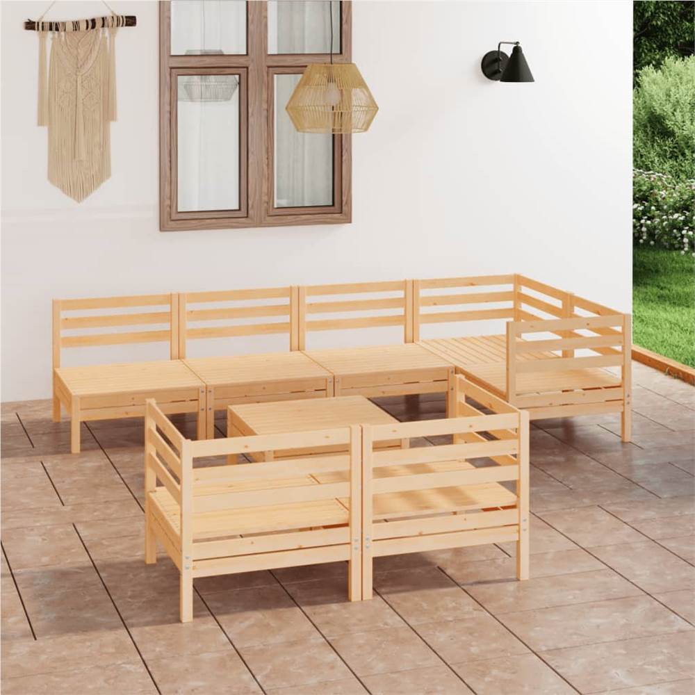 

8 Piece Garden Lounge Set Solid Pinewood