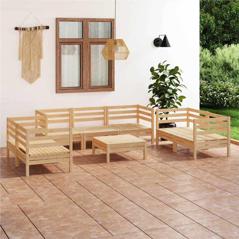 

8 Piece Garden Lounge Set Solid Pinewood