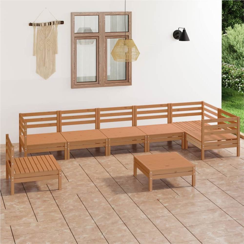 

8 Piece Garden Lounge Set Solid Pinewood Honey Brown