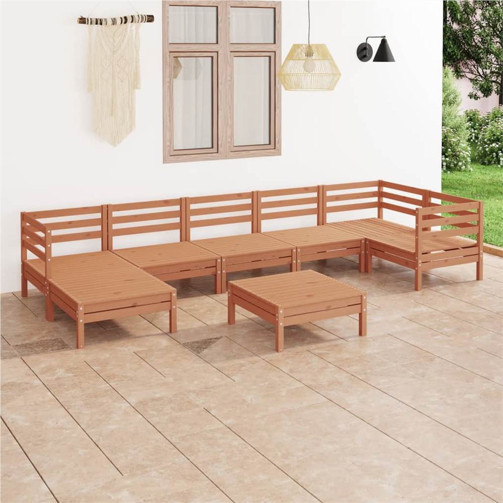 

8 Piece Garden Lounge Set Solid Pinewood Honey Brown