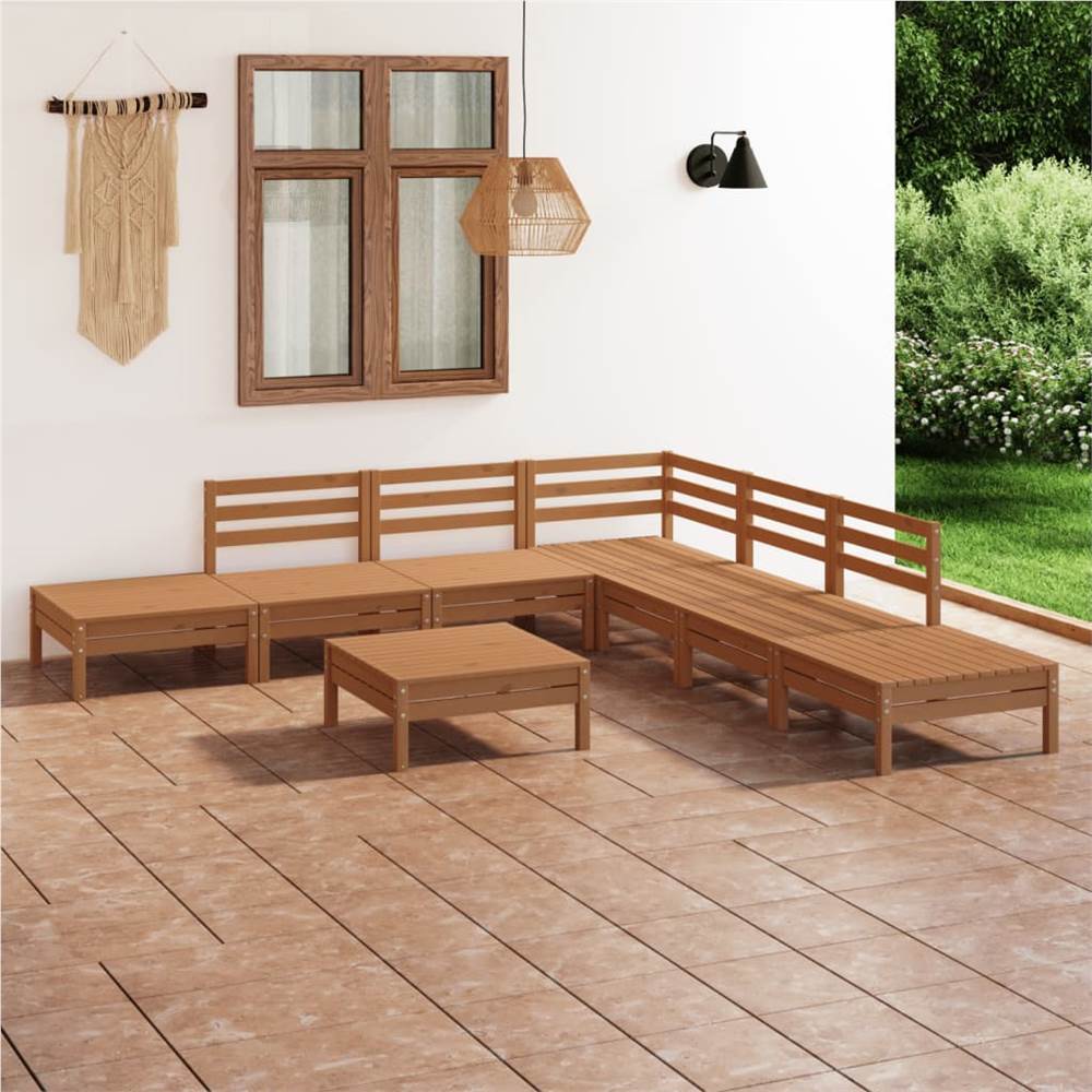 

8 Piece Garden Lounge Set Solid Pinewood Honey Brown