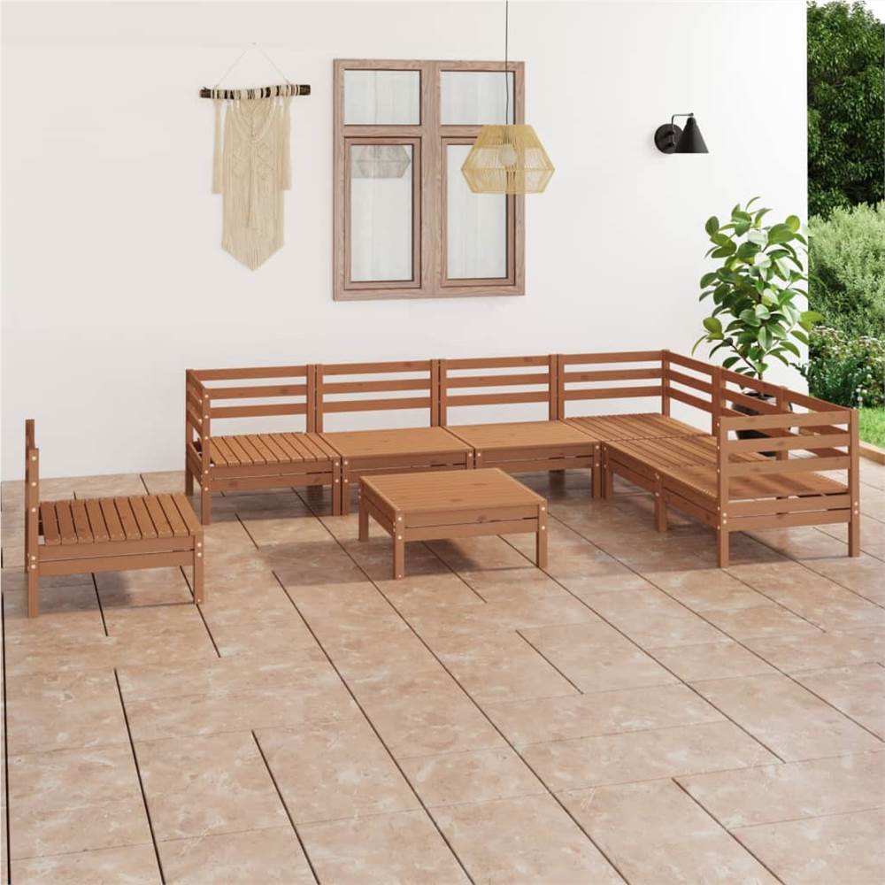 

8 Piece Garden Lounge Set Solid Pinewood Honey Brown