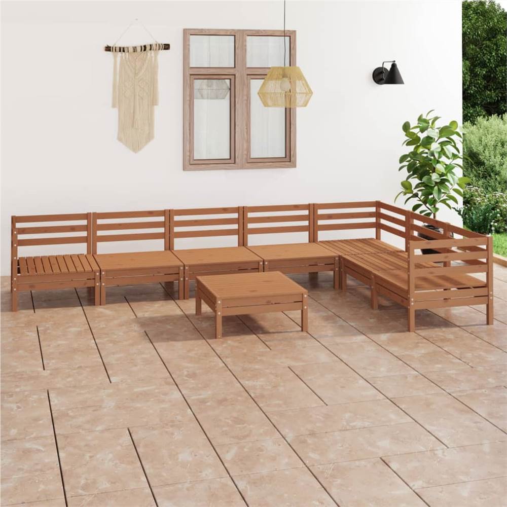 

8 Piece Garden Lounge Set Solid Pinewood Honey Brown