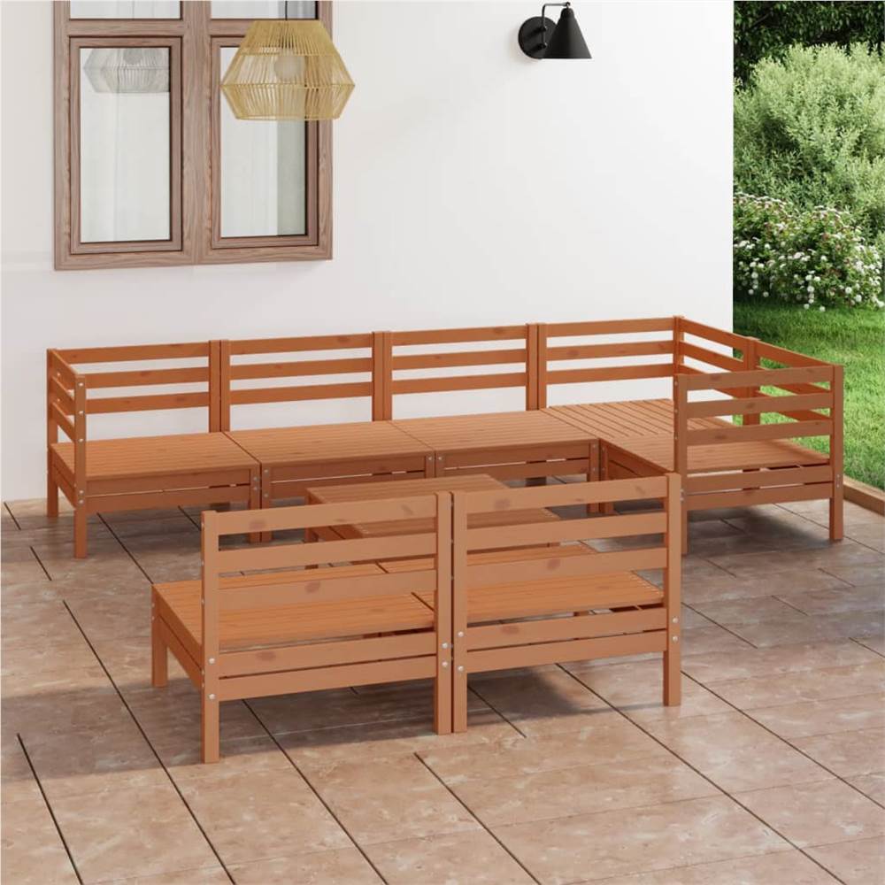 

8 Piece Garden Lounge Set Solid Pinewood Honey Brown