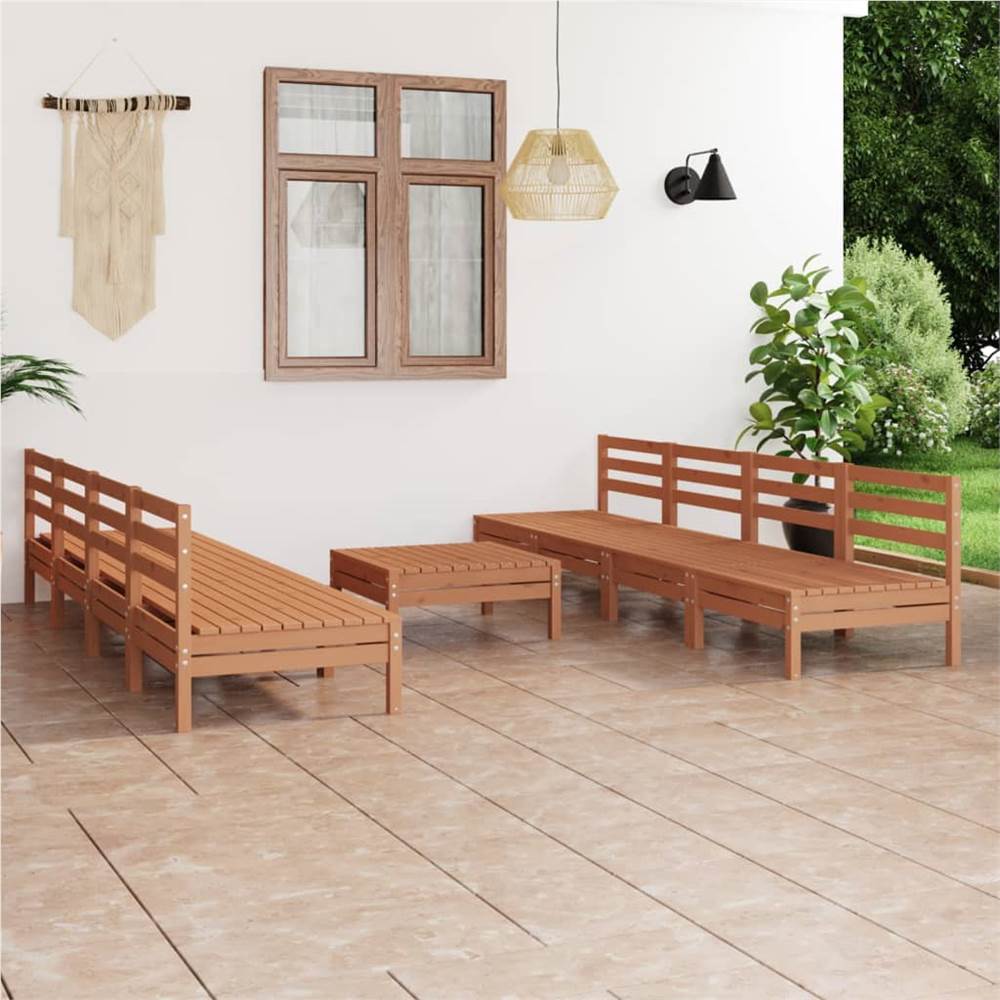 

9 Piece Garden Lounge Set Honey Brown Solid Pinewood