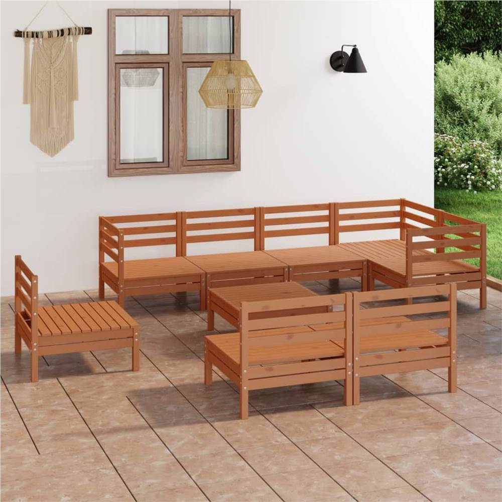 

9 Piece Garden Lounge Set Solid Pinewood Honey Brown