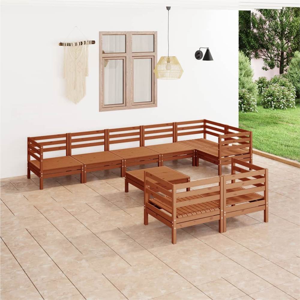 

9 Piece Garden Lounge Set Solid Pinewood Honey Brown
