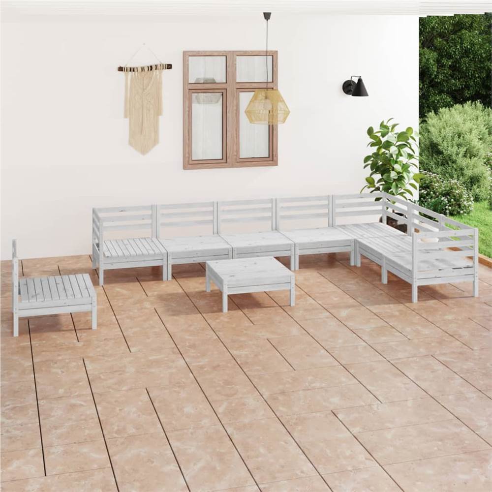 

9 Piece Garden Lounge Set Solid Pinewood White