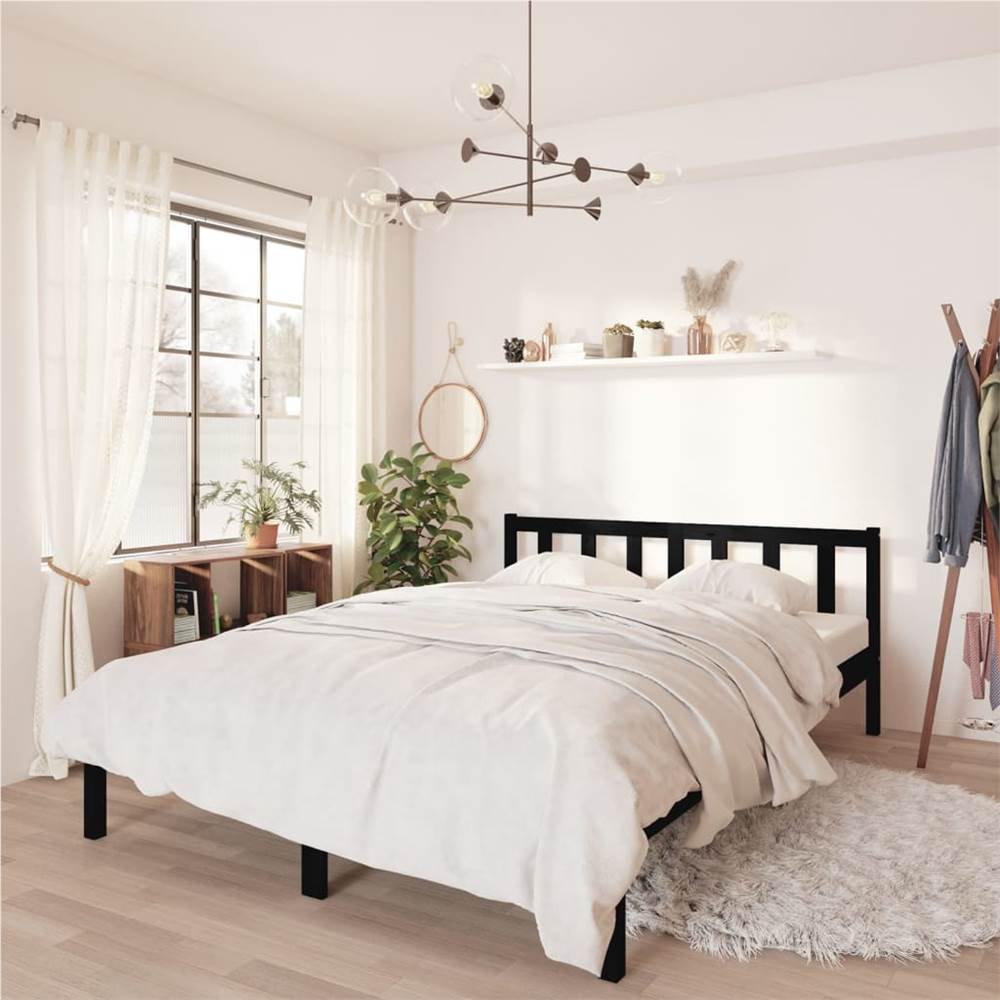 

Bed Frame Black Solid Pinewood 160x200 cm