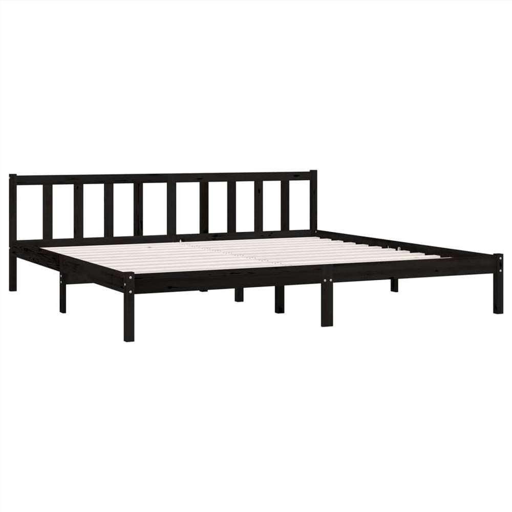 Bed Frame Black Solid Pinewood 180x200 cm UK Super King