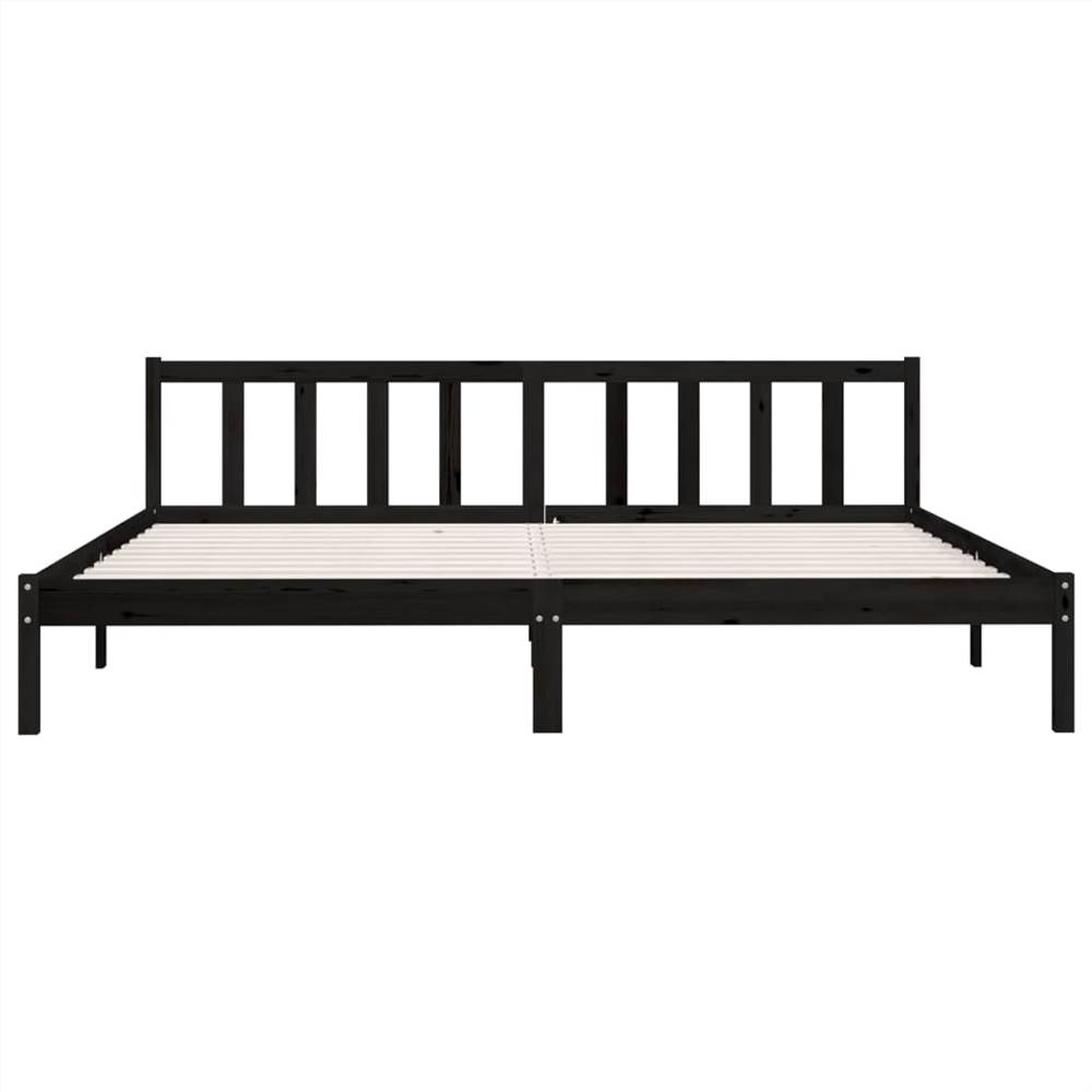 Bed Frame Black Solid Pinewood 180x200 cm UK Super King