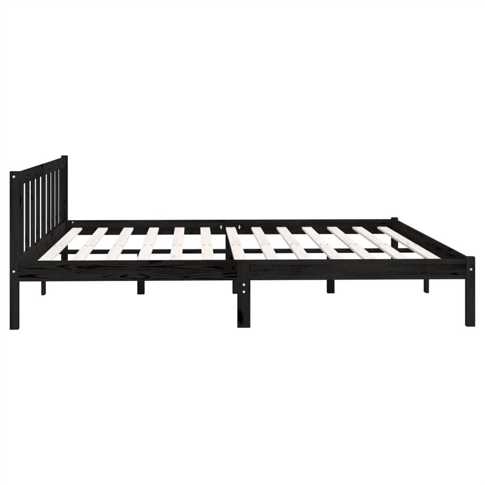 Bed Frame Black Solid Pinewood 180x200 cm UK Super King