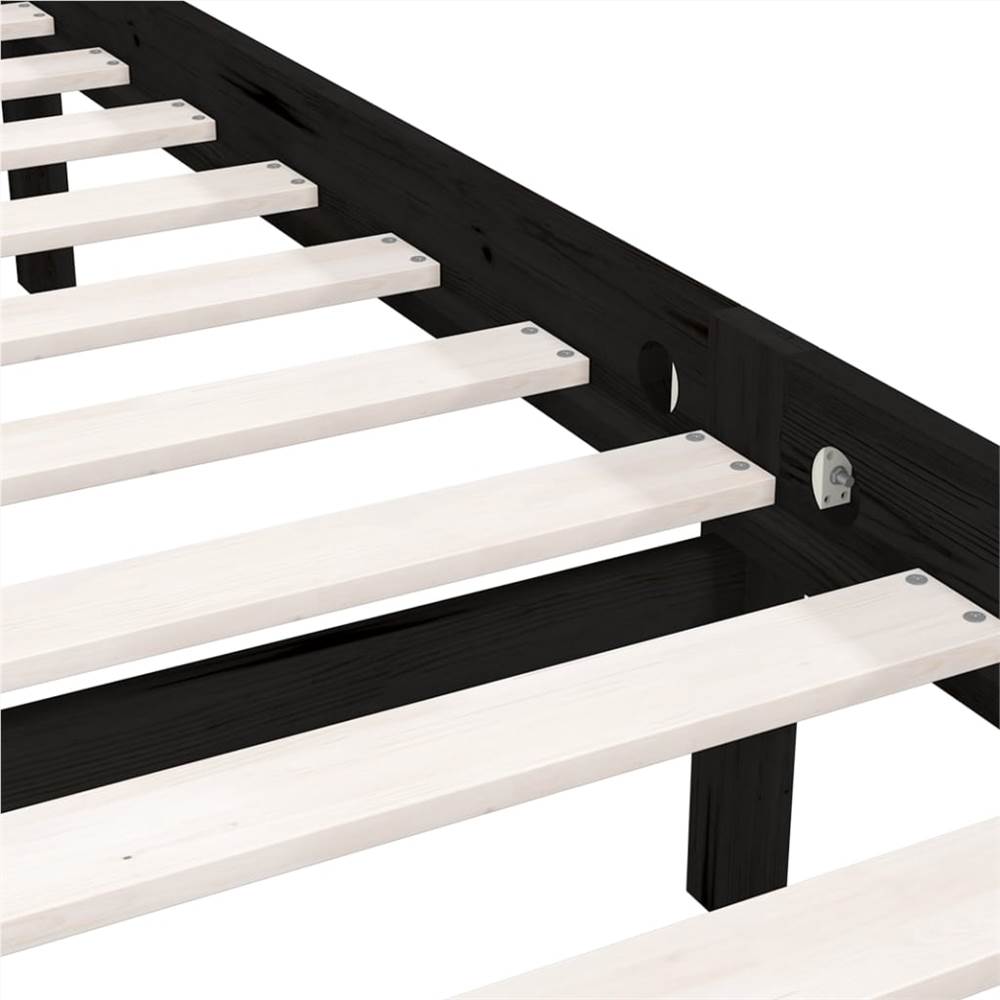 Bed Frame Black Solid Pinewood 180x200 cm UK Super King