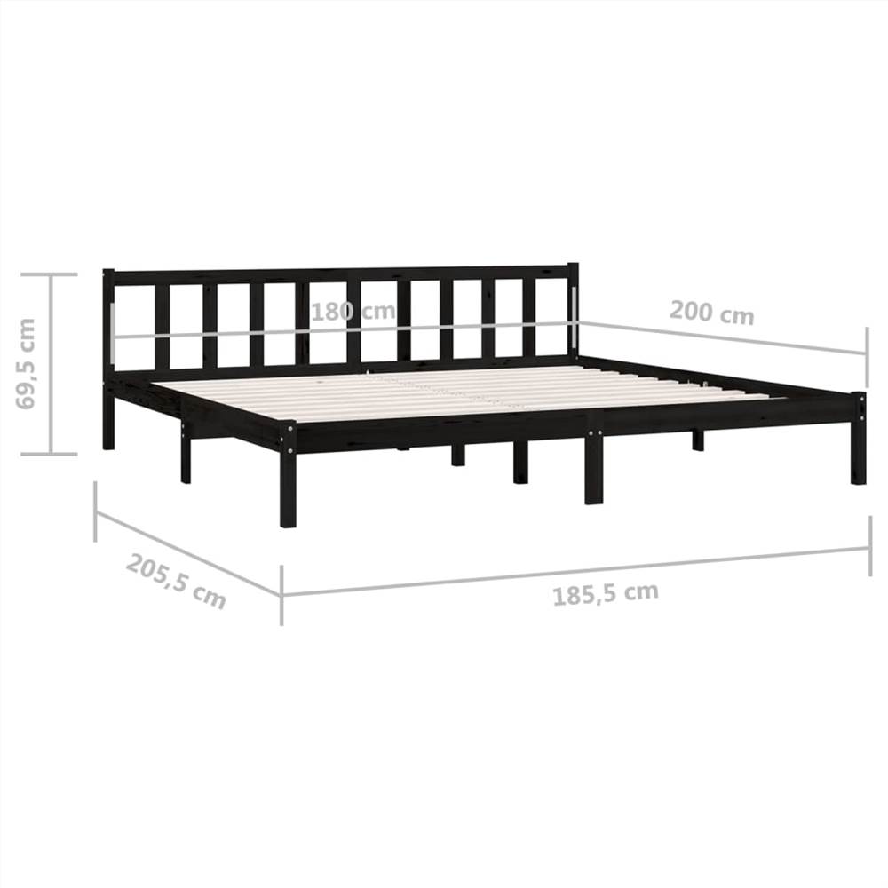 Bed Frame Black Solid Pinewood 180x200 cm UK Super King