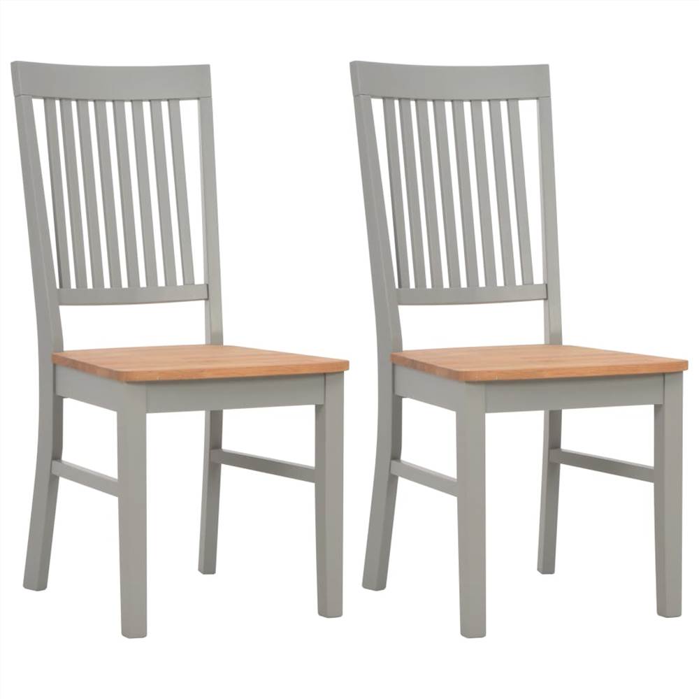 

Dining Chairs 2 pcs Grey Solid Oak Wood