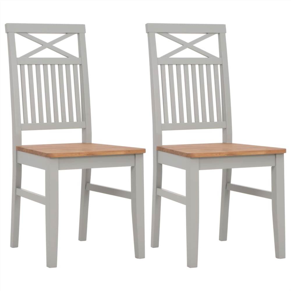 

Dining Chairs 2 pcs Grey Solid Oak Wood
