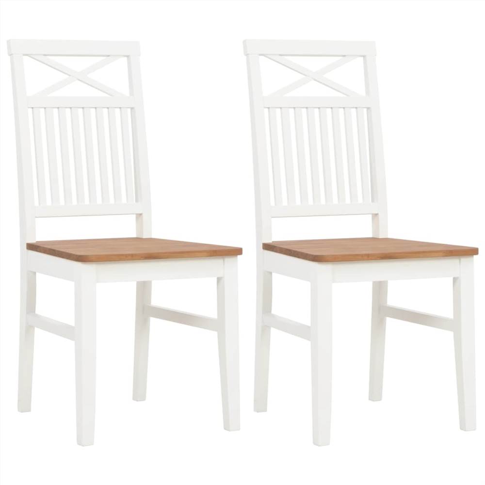 

Dining Chairs 2 pcs White Solid Oak Wood