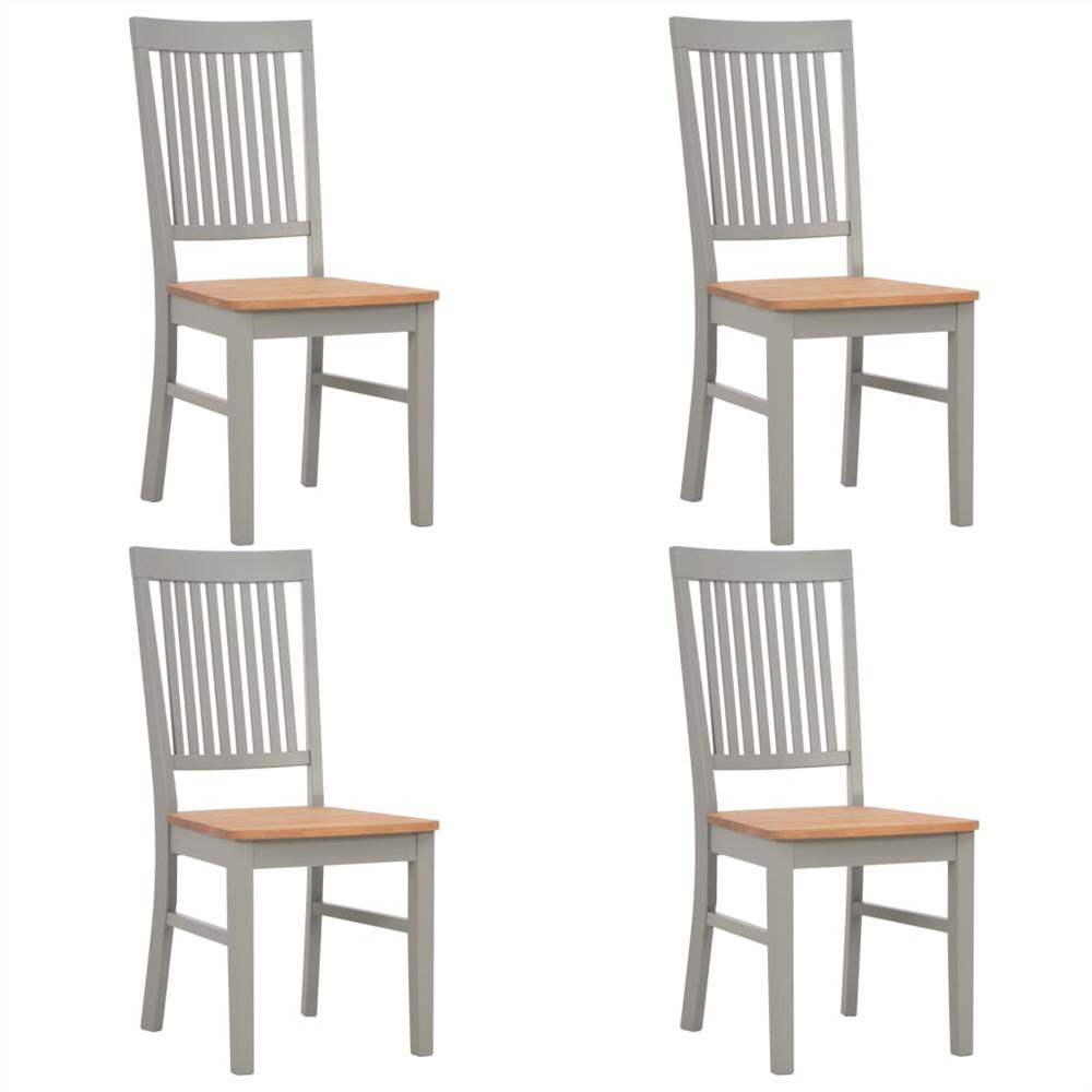 

Dining Chairs 4 pcs Grey Solid Oak Wood