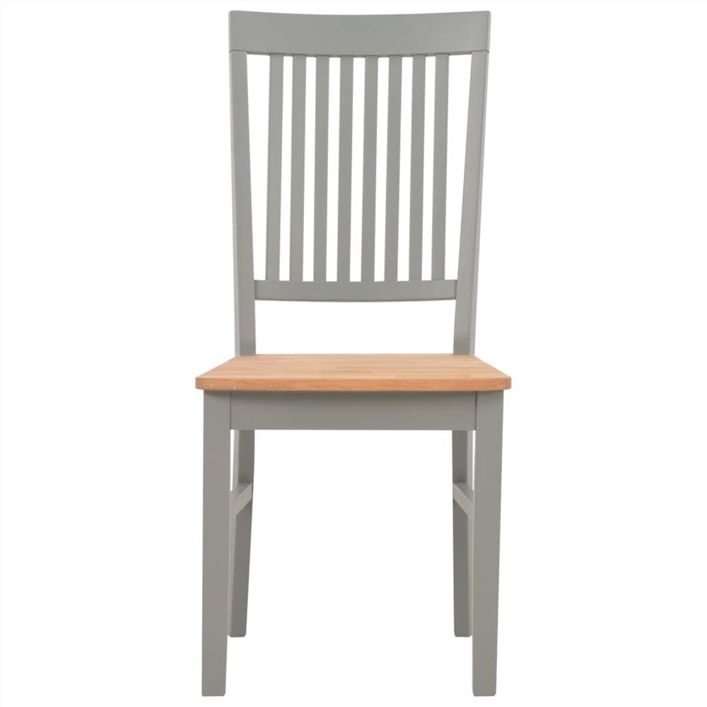 Dining Chairs 4 pcs Grey Solid Oak Wood