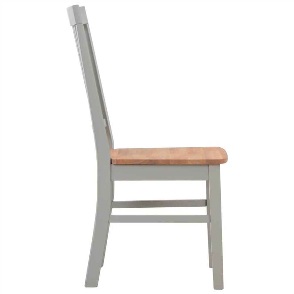 Dining Chairs 4 pcs Grey Solid Oak Wood