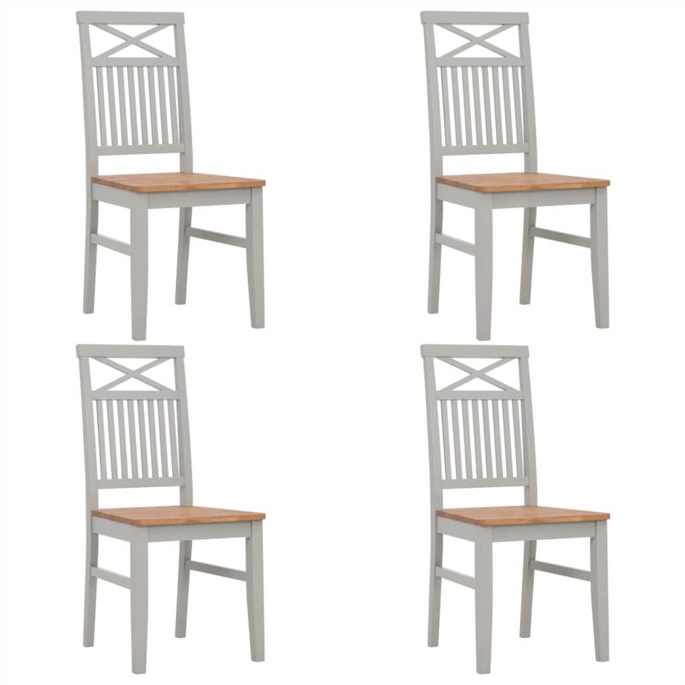 

Dining Chairs 4 pcs Grey Solid Oak Wood