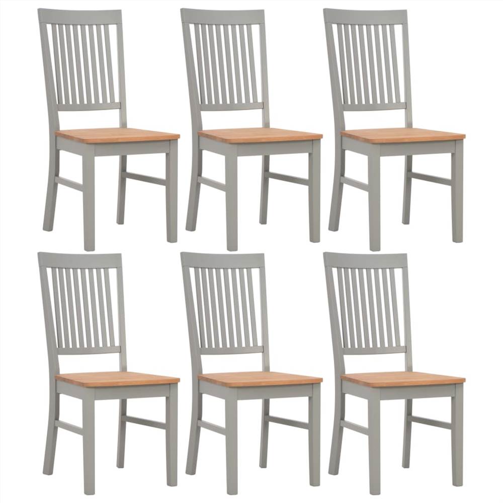 

Dining Chairs 6 pcs Grey Solid Oak Wood