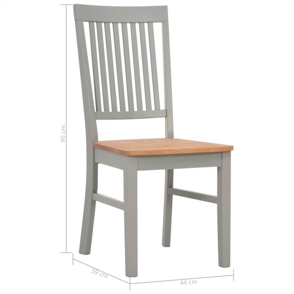 Dining Chairs 6 pcs Grey Solid Oak Wood
