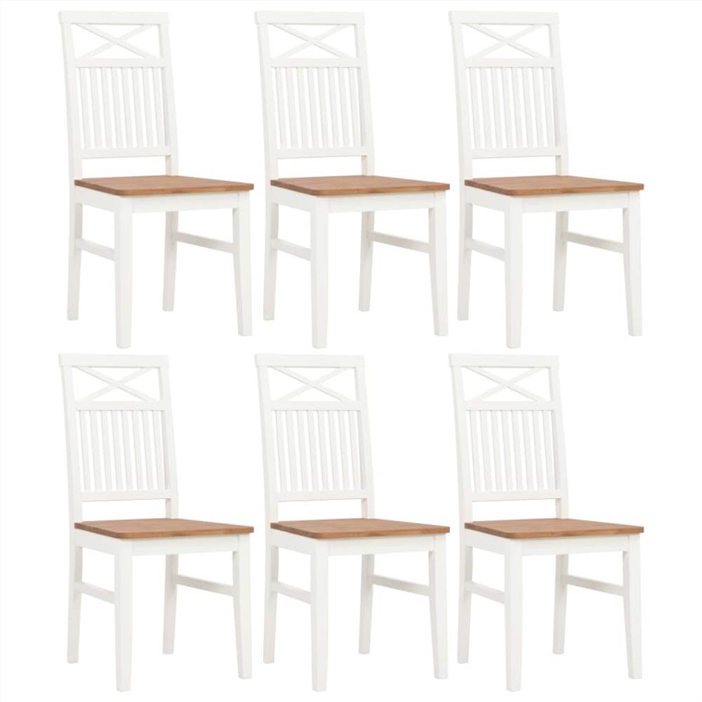 

Dining Chairs 6 pcs White Solid Oak Wood