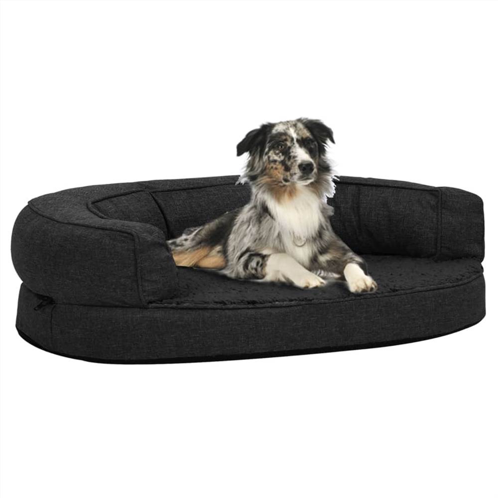 

Ergonomic Dog Bed Mattress 75x53 cm Linen Look Fleece Black