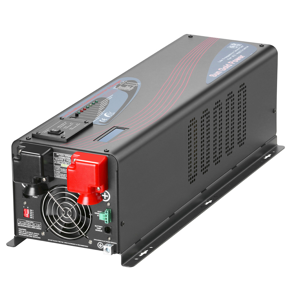 SunGoldPower 4000W 48V DC Pure Sine Wave Inverter, Low Frequency,  240V AC Input,120V AC / 240V AC Output, Split 50/60 Hz, with Battery Charger, Off-Grid, 12000W Peak, Black