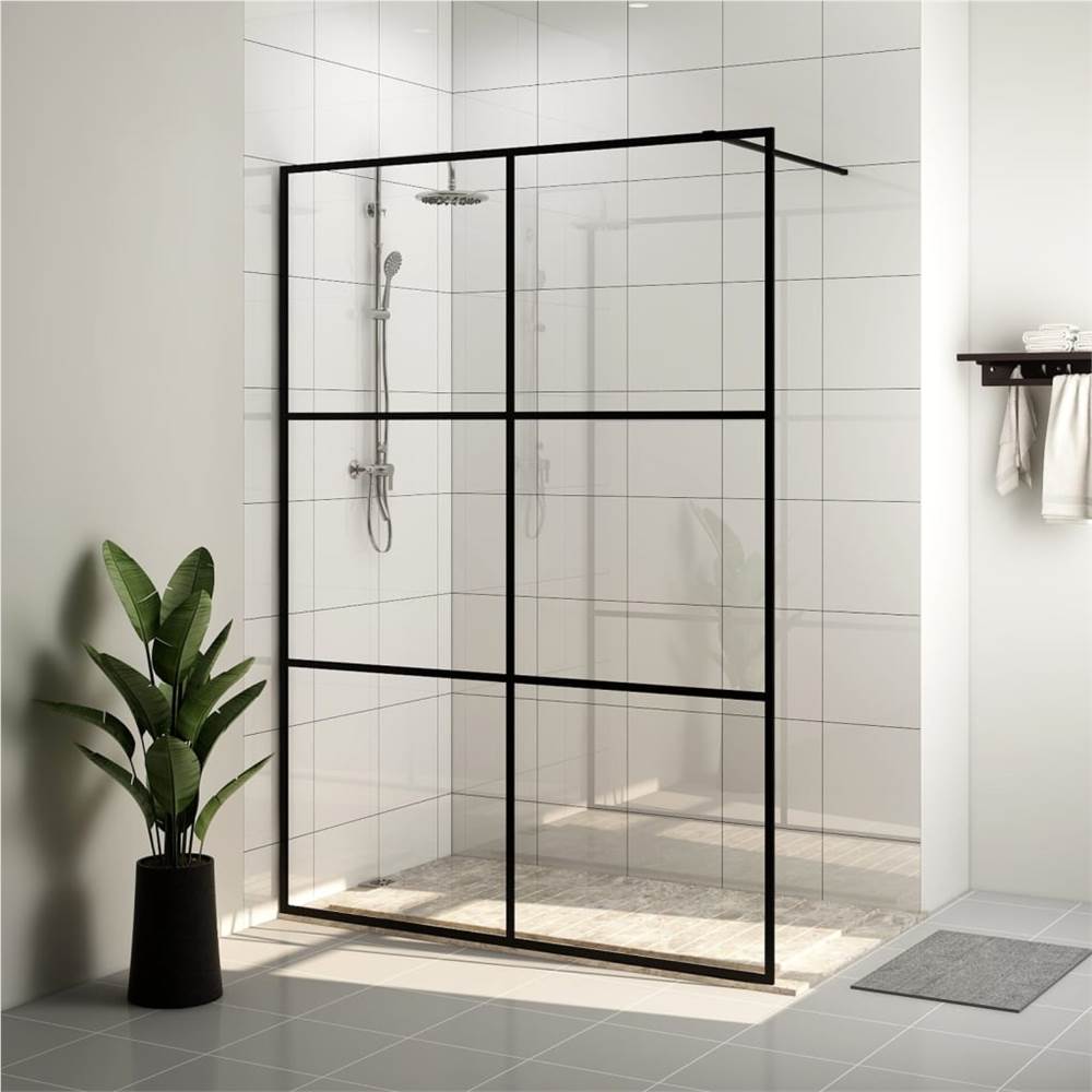 

Walk-in Shower Wall with Clear ESG Glass 140x195 cm Black